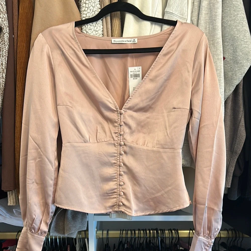 NWT Abercrombie & Fitch Blush Button-Up Blouse - Picture 4 of 4